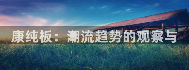 意昂5(KGAME)平台登录首页：康纯板：潮流趋势的观察与